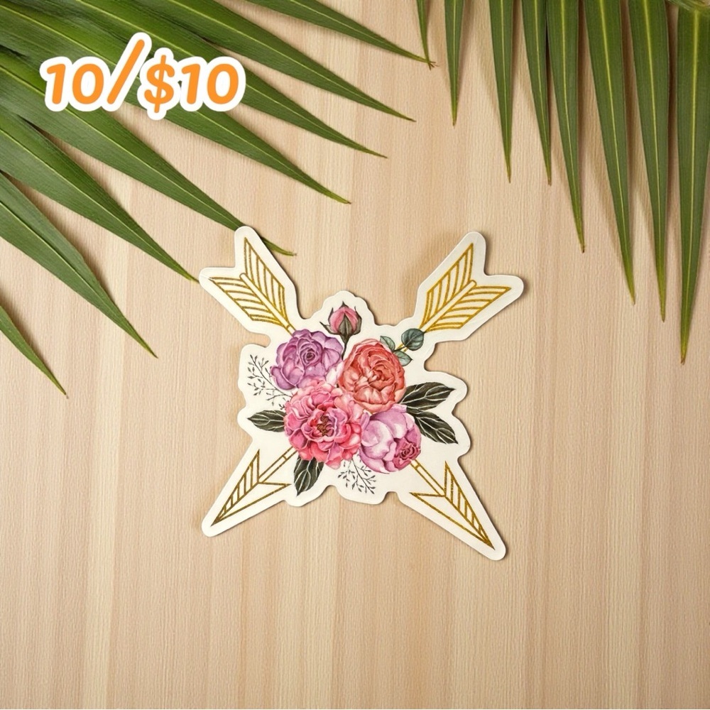 Floral Crossed Arrows Sticker – 2 1/2” Glossy